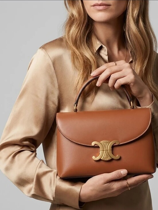 Celine Handbags - New Celine Supple Calfskin Medium Nino Bronze Authenticated BROWN Tan MSRP $3950